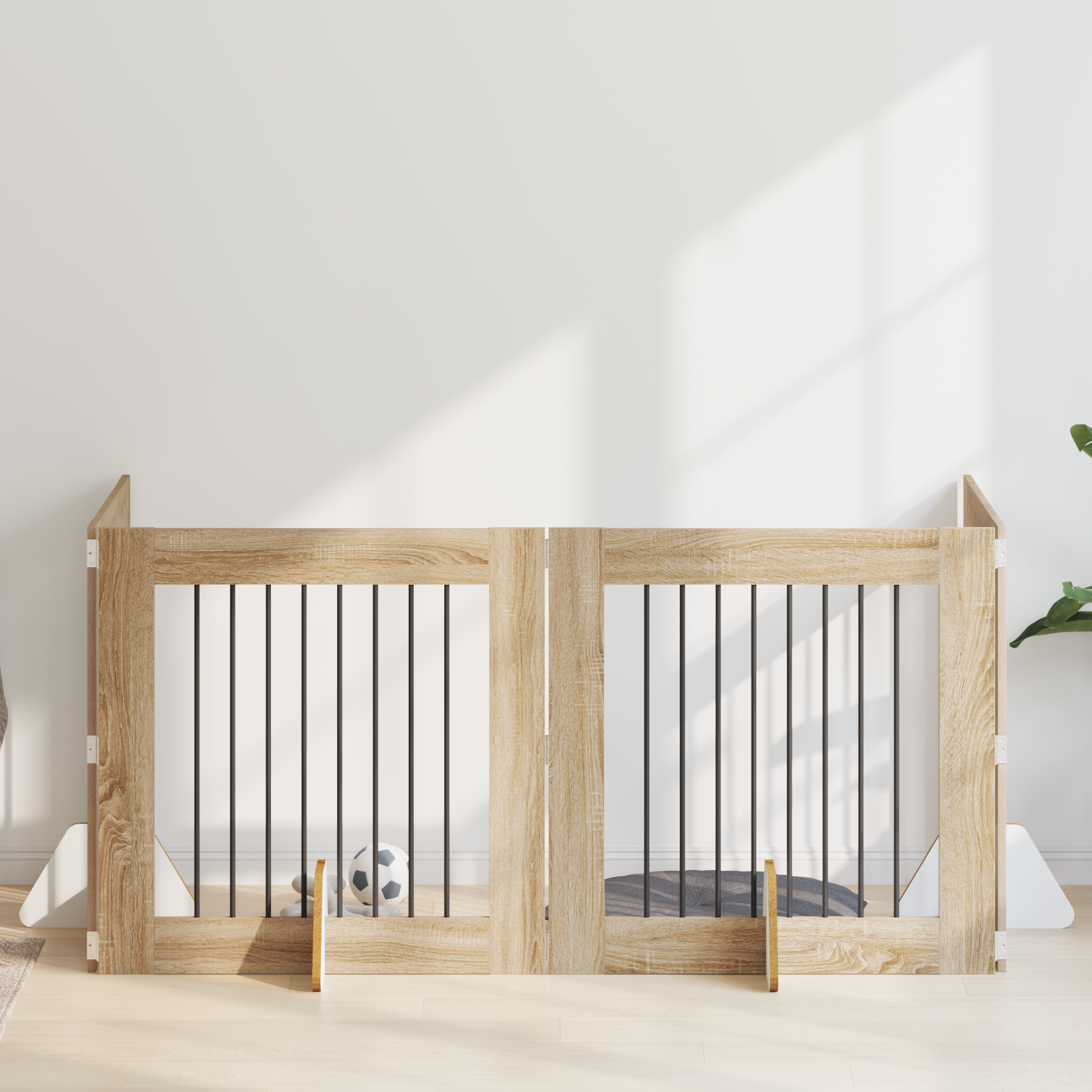 Foldable Dog Gate with Stands 4 pcs Sonoma Oak 321 cm