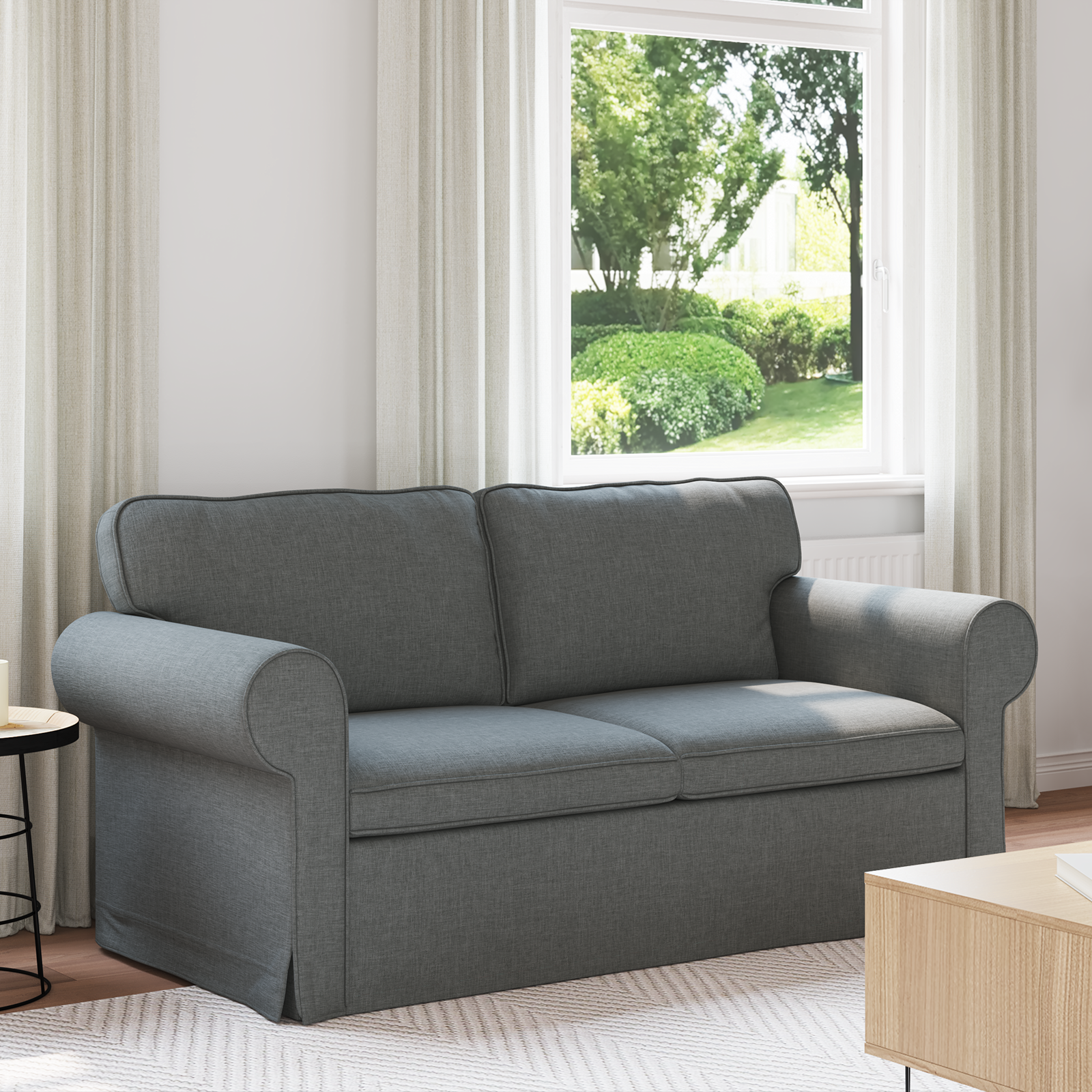 Sofa Dark Grey 175 x 82 x 80 cm Fabric