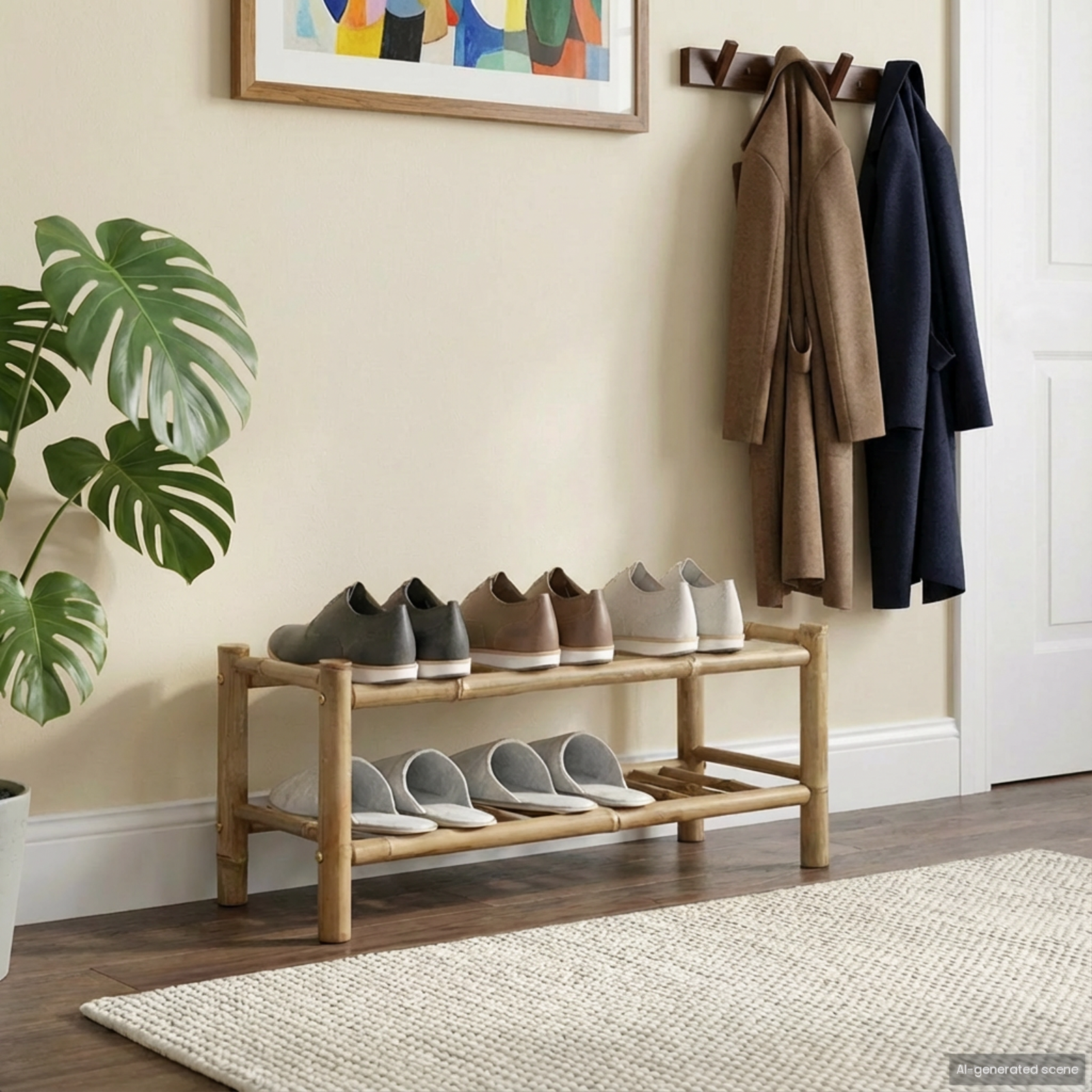 Shoe Rack with Shelf Natural 68 x 28 x 30 cm Bamboo