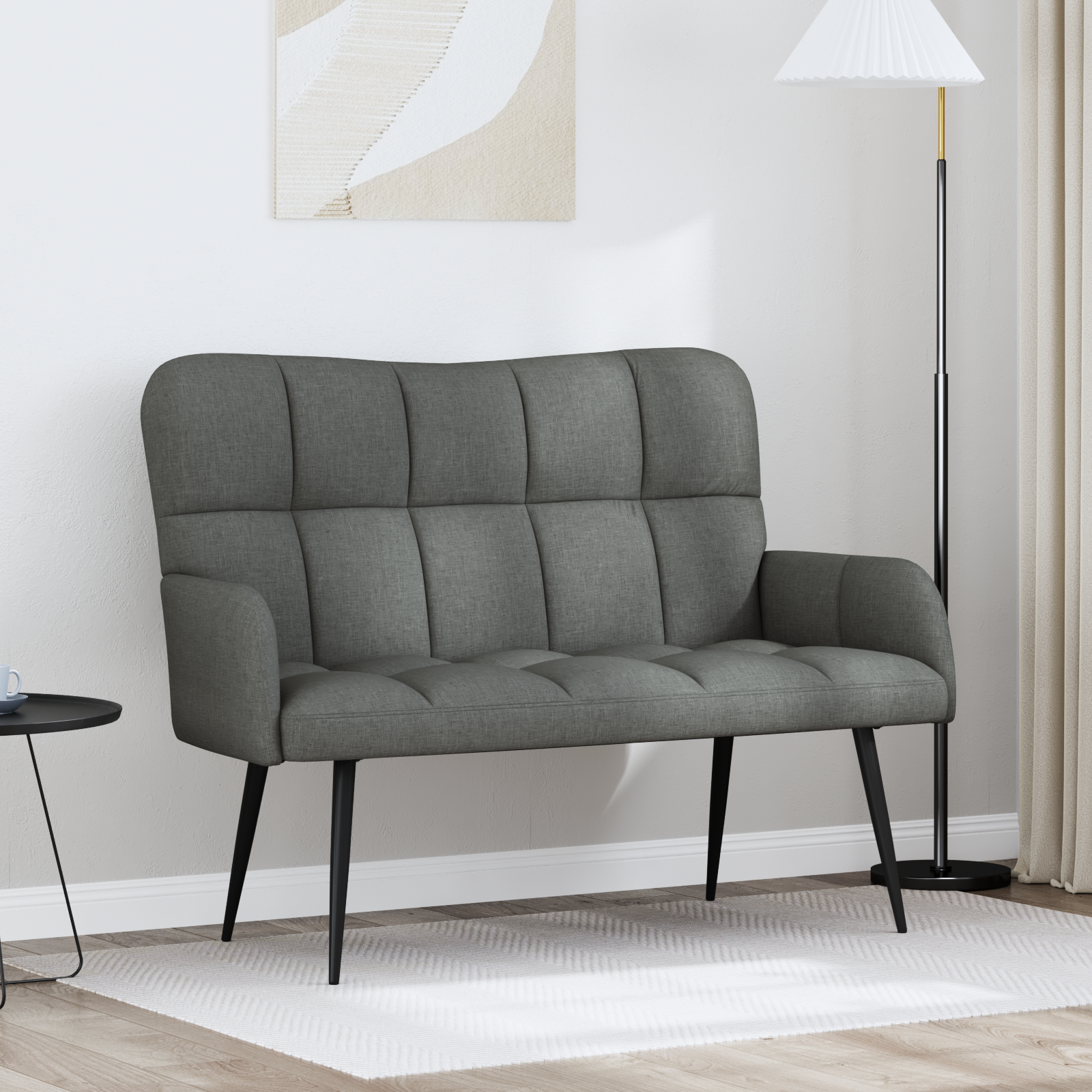 2-Seater Sofa Dark Grey 115 x 61 x 87 cm Fabric