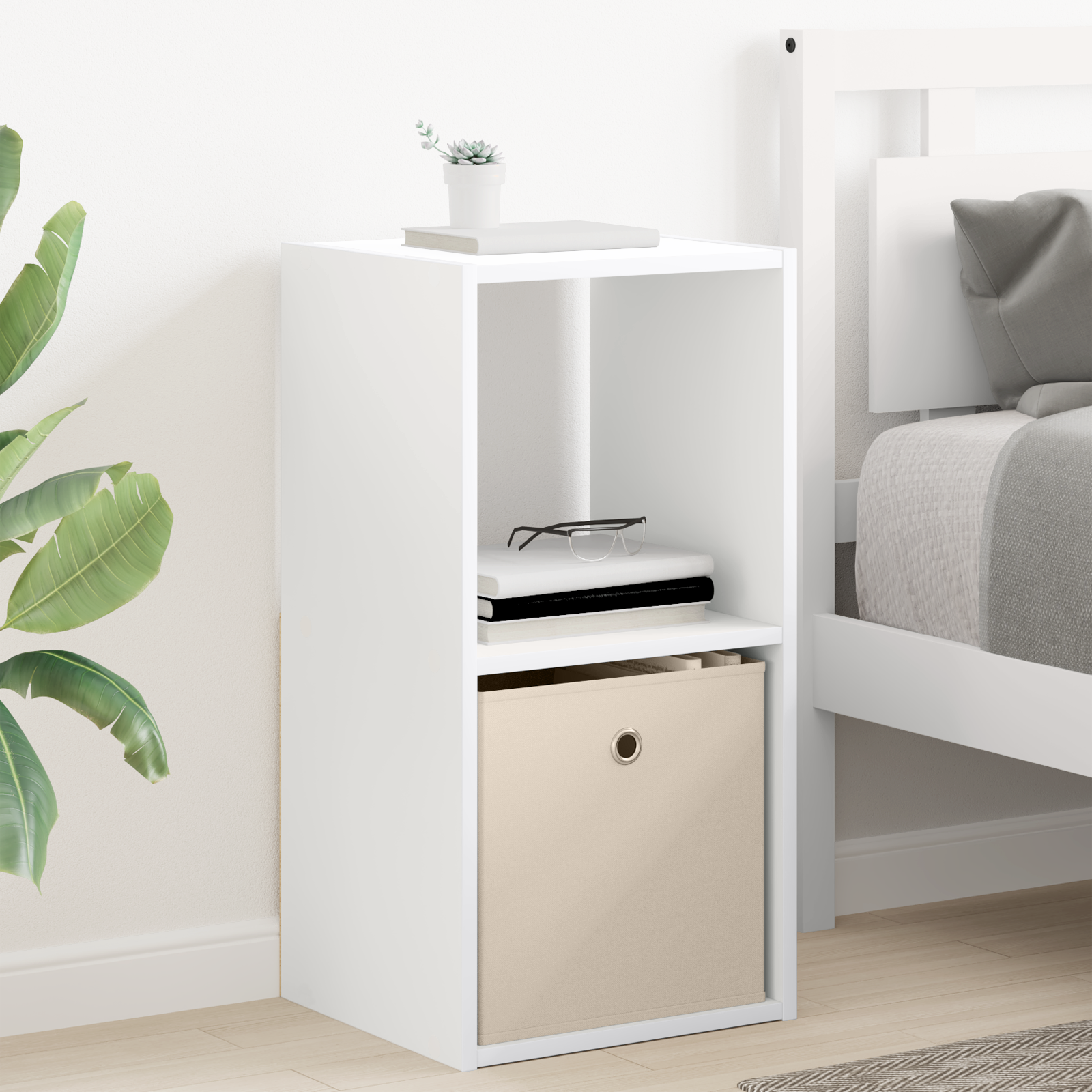 Bedside Table 2 pcs White 35 x 32 x 68.5 cm Engineered Wood