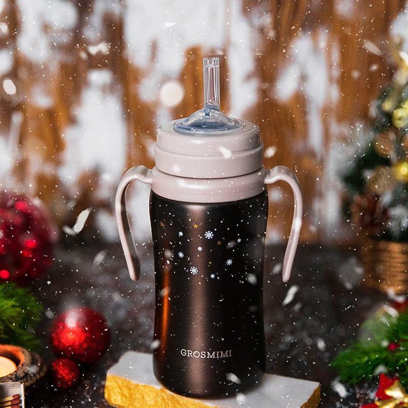 Grosmimi Dark Stainless Straw Cup 300ml Red-1954803142583521285