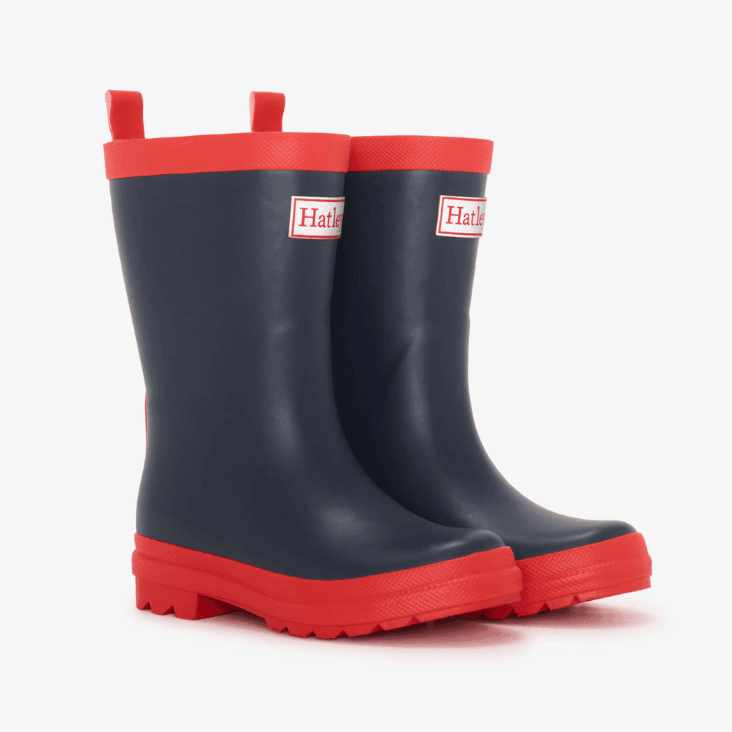 HATLEY Matte Kids Rain Boots | Navy & Red size 5-1954803036123697152