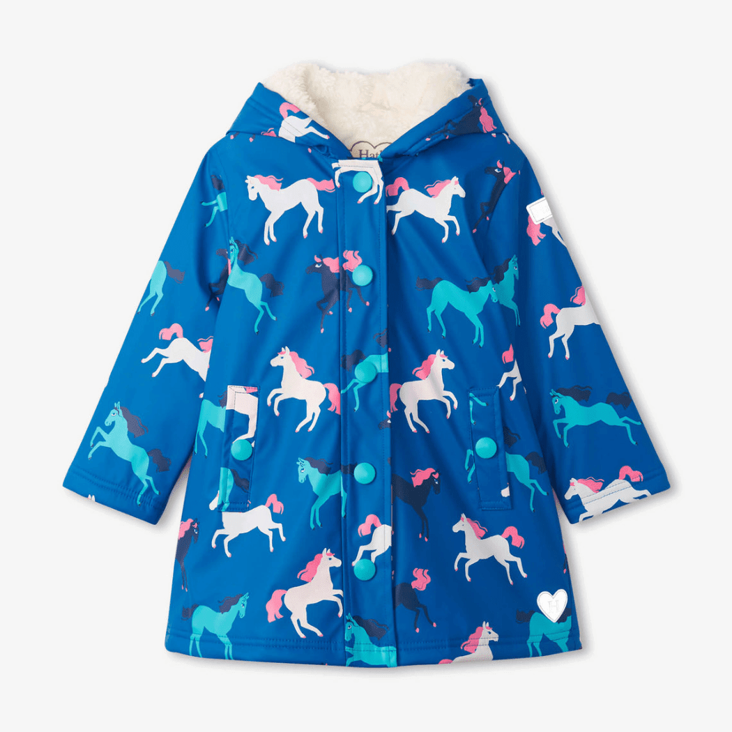 HATLEY Sherpa Lined Splash Rain Jacket | Prancing Horses Size 3-1910112140325425152