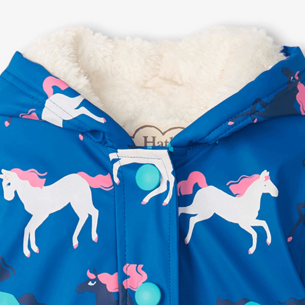 HATLEY Sherpa Lined Splash Rain Jacket | Prancing Horses Size 3-1910112140325425156
