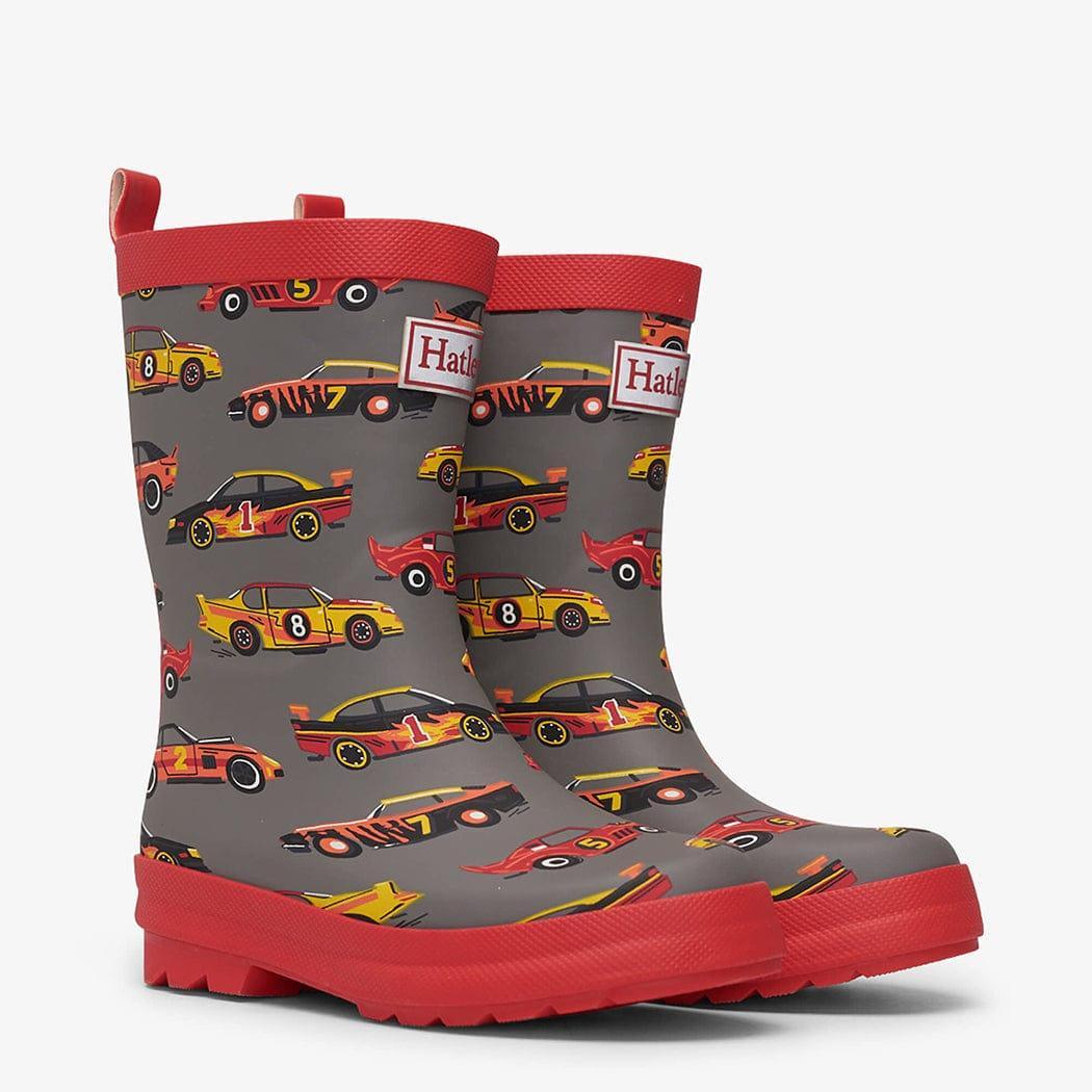 HATLEY Shiny Kids Rain Boots | Classic Race Cars size 4-1954803036471824384