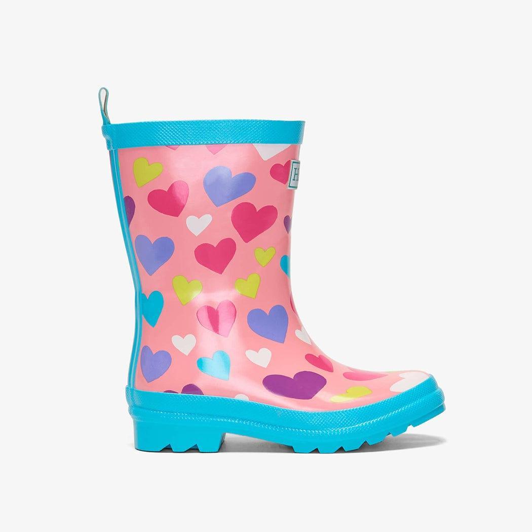 HATLEY Shiny Kids Rain Boots | Colourful Hearts size 8-1954803053223874560