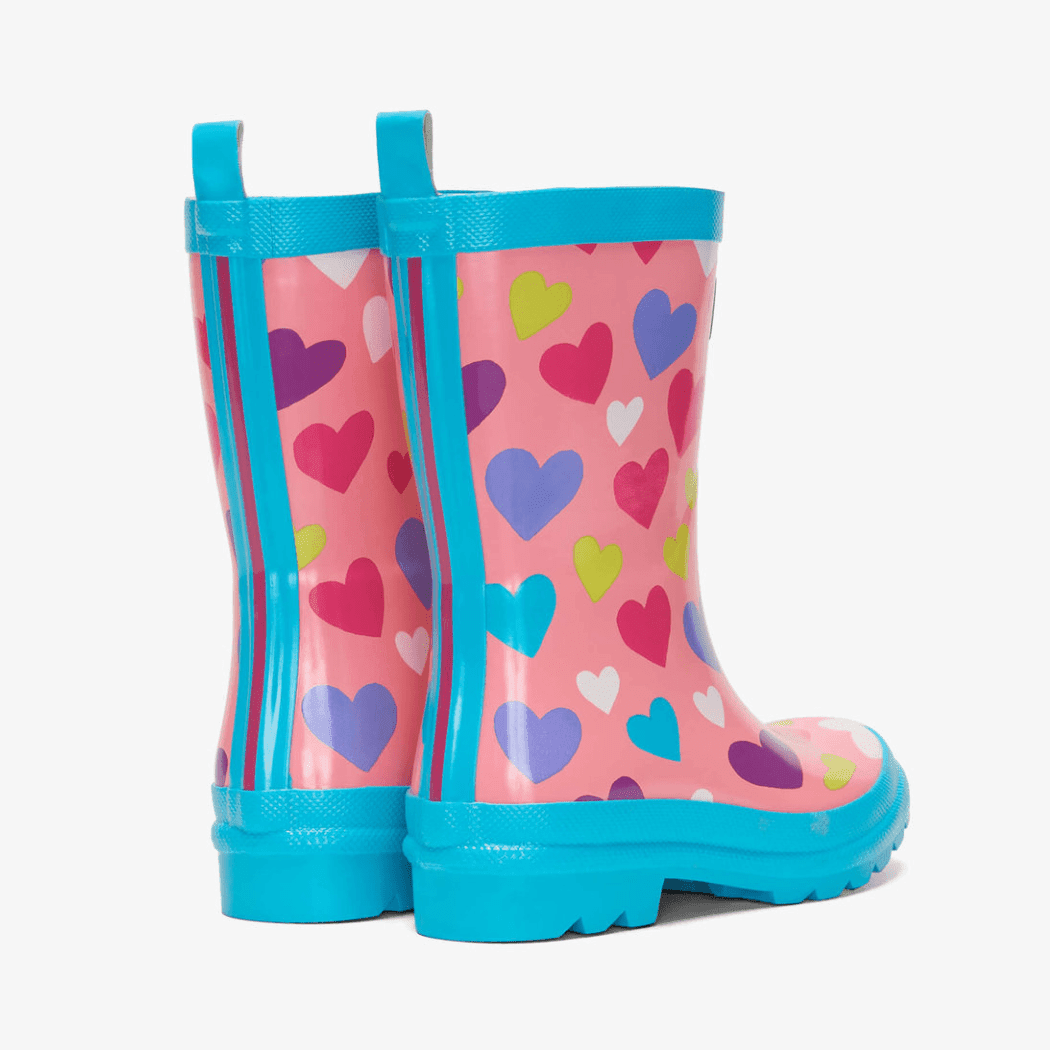 HATLEY Shiny Kids Rain Boots | Colourful Hearts size 8-1954803053223874561