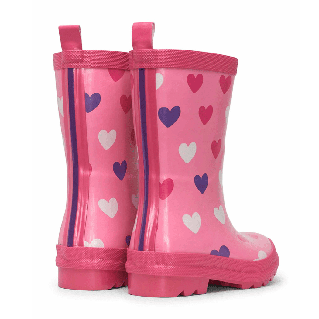 HATLEY Shiny Kids Rain Boots | Scattered Hearts size 8-1954803166952427521