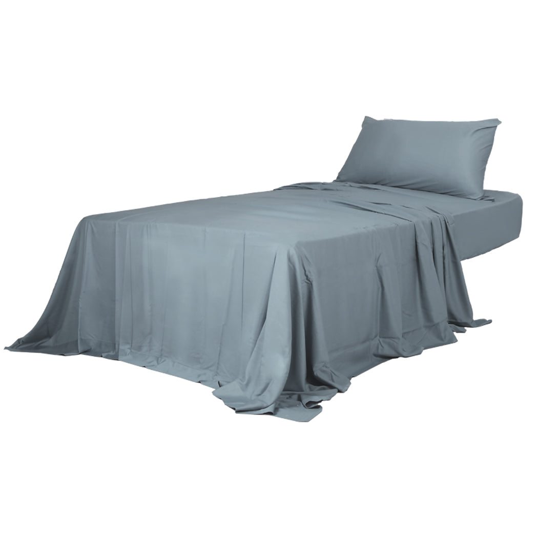 Dreamz 3pcs Sinigle Size 100% Bamboo Bed Sheet Set in Grey Colour Single-1954802921581449216