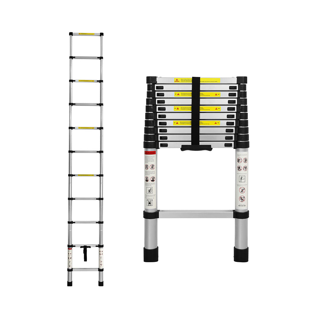 Traderight Multipurpose Ladder Telescopic 3.2M Silver 3.2 Meter-1910113101135613952