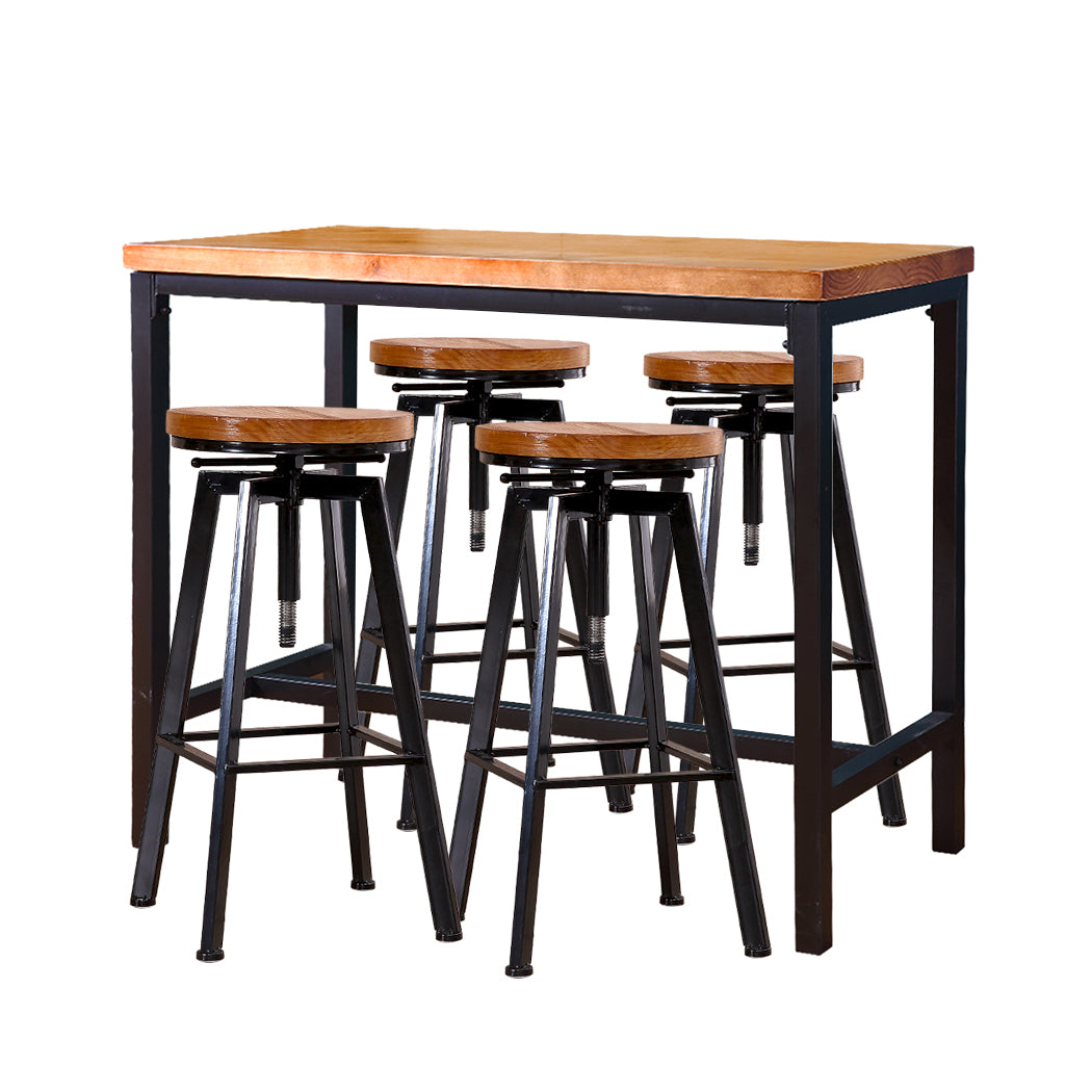 Levede 5pcs Bar Table Barstools Industrial-1919892918903115776