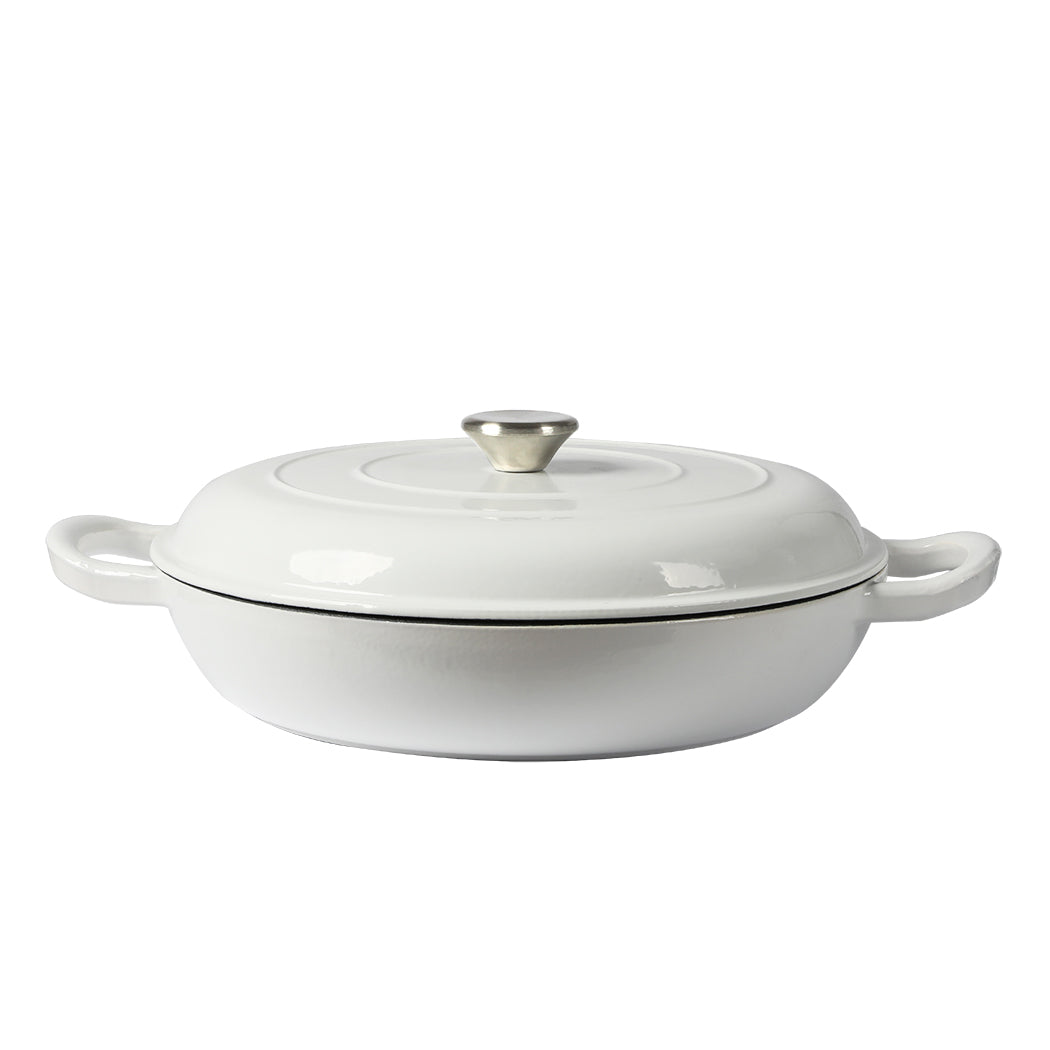 TOQUE 3.5L Enamel Dutch Oven Pan in White Colour-1954802796725407744