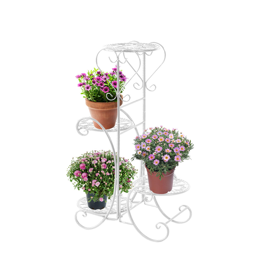 Levede Plant Stand Outdoor Indoor Metal White-1954802662109220864