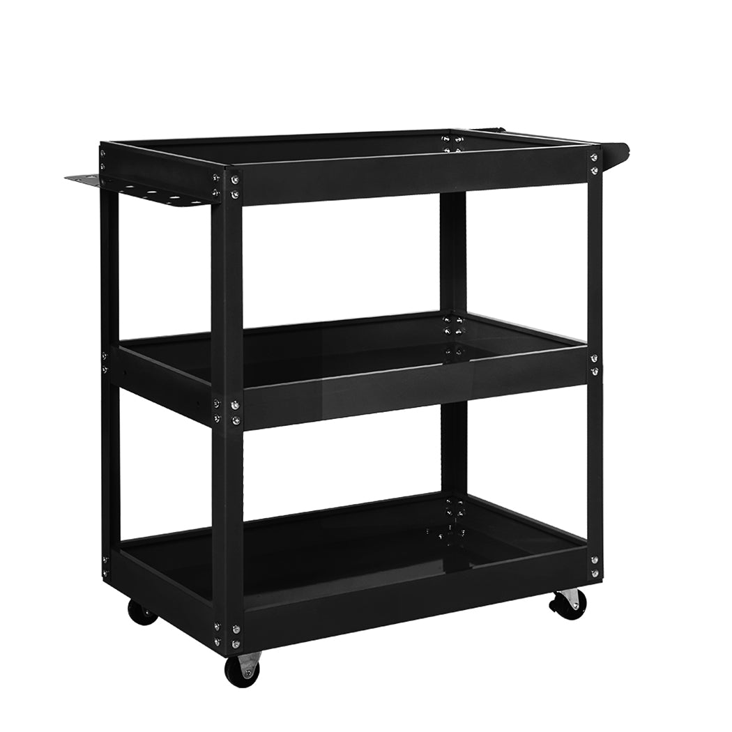 Traderight 3-Tier Tool Cart Trolley Black-1954802742132346880