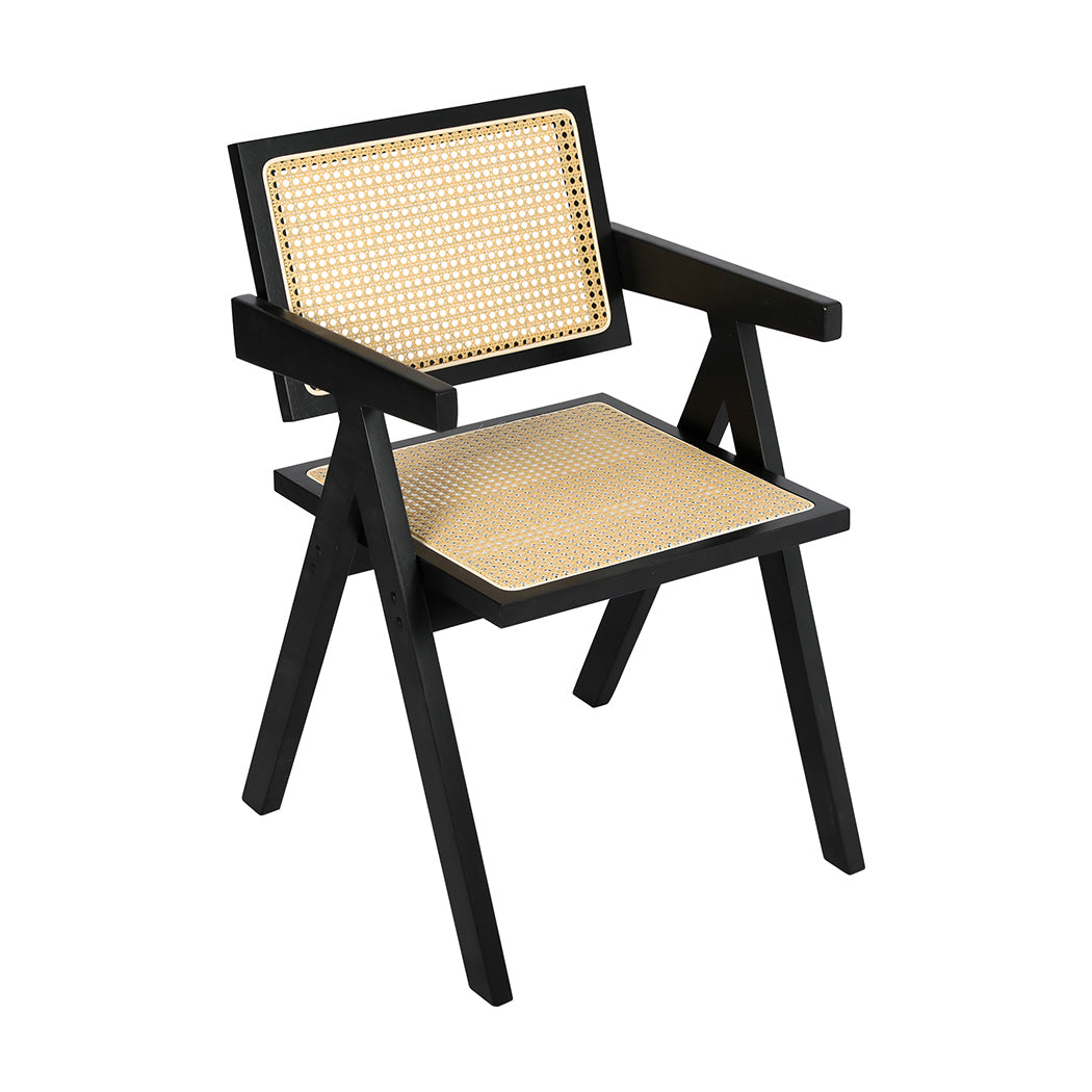 Levede 1x Black Wicker Armchair Dining Chair-1910113297844277248