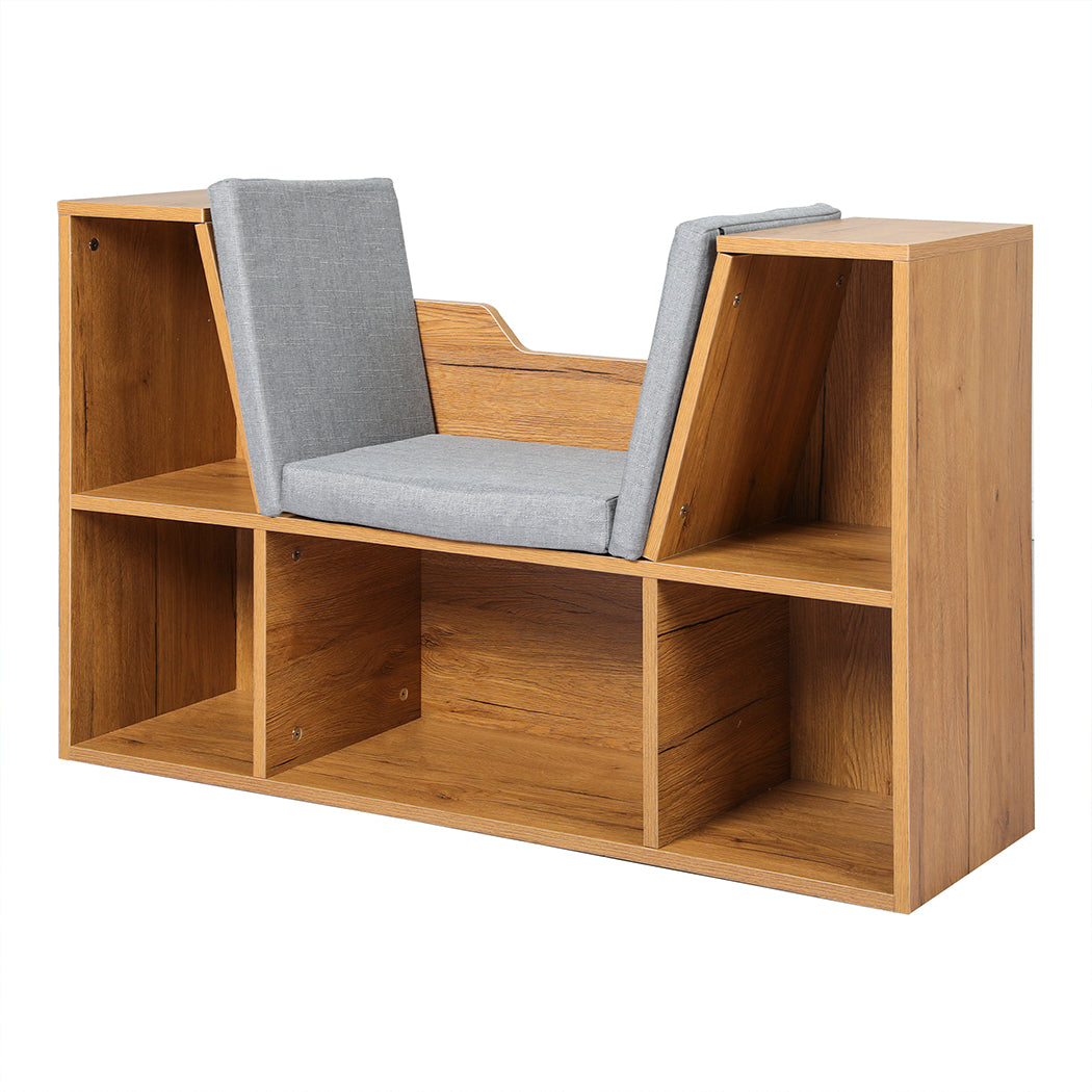 Levede Kids Bookcase Toys Box Shelf Brown-1910112556274552832