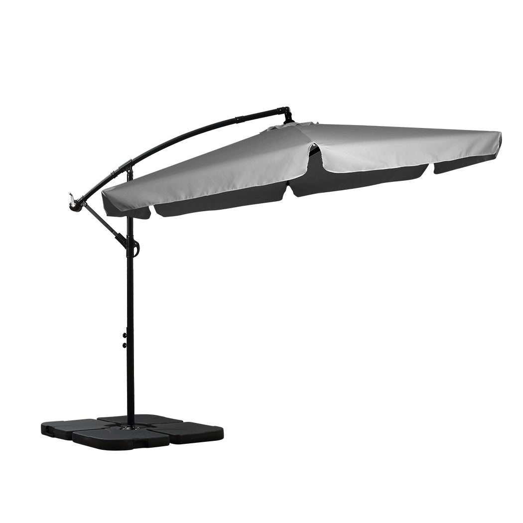 Mountview 3M Cantilever Umbrella Outdoor Grey With Base-1954802877579005952