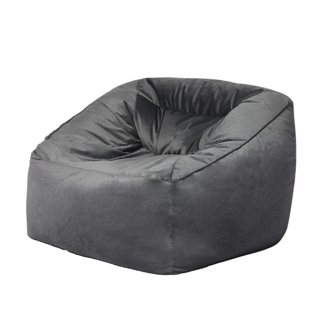Marlow Bean Bag Chair Cover Soft Velvet Dark grey-1954802910319742976