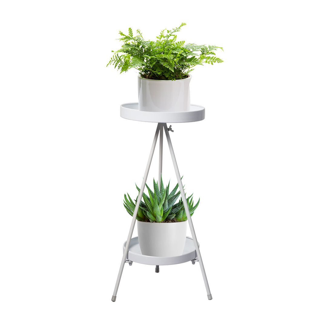 Levede Plant Stand 2 Tiers Outdoor Indoor White Medium-1910112303920058368