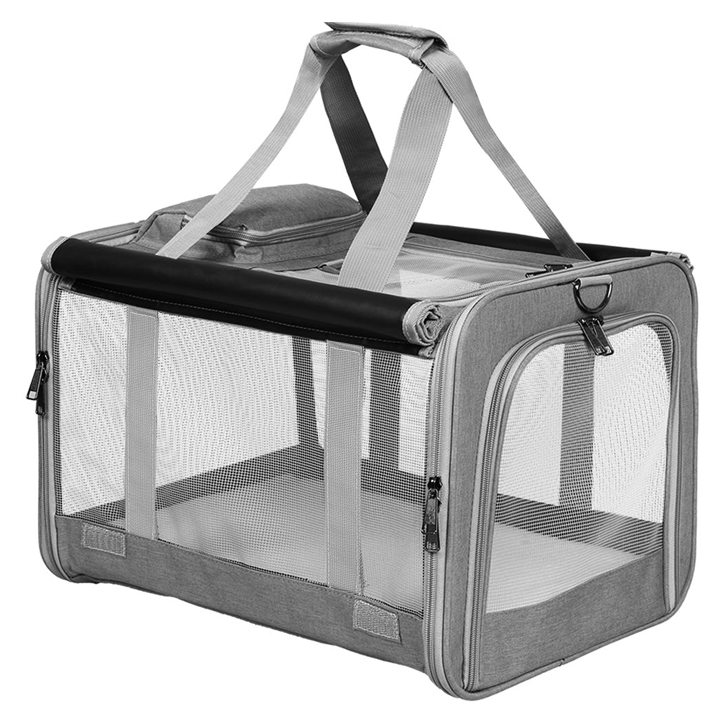 Pawz 3 in 1 Pet Soft Crate Dog Cat Carrier L Size Grey-1954802465652215808