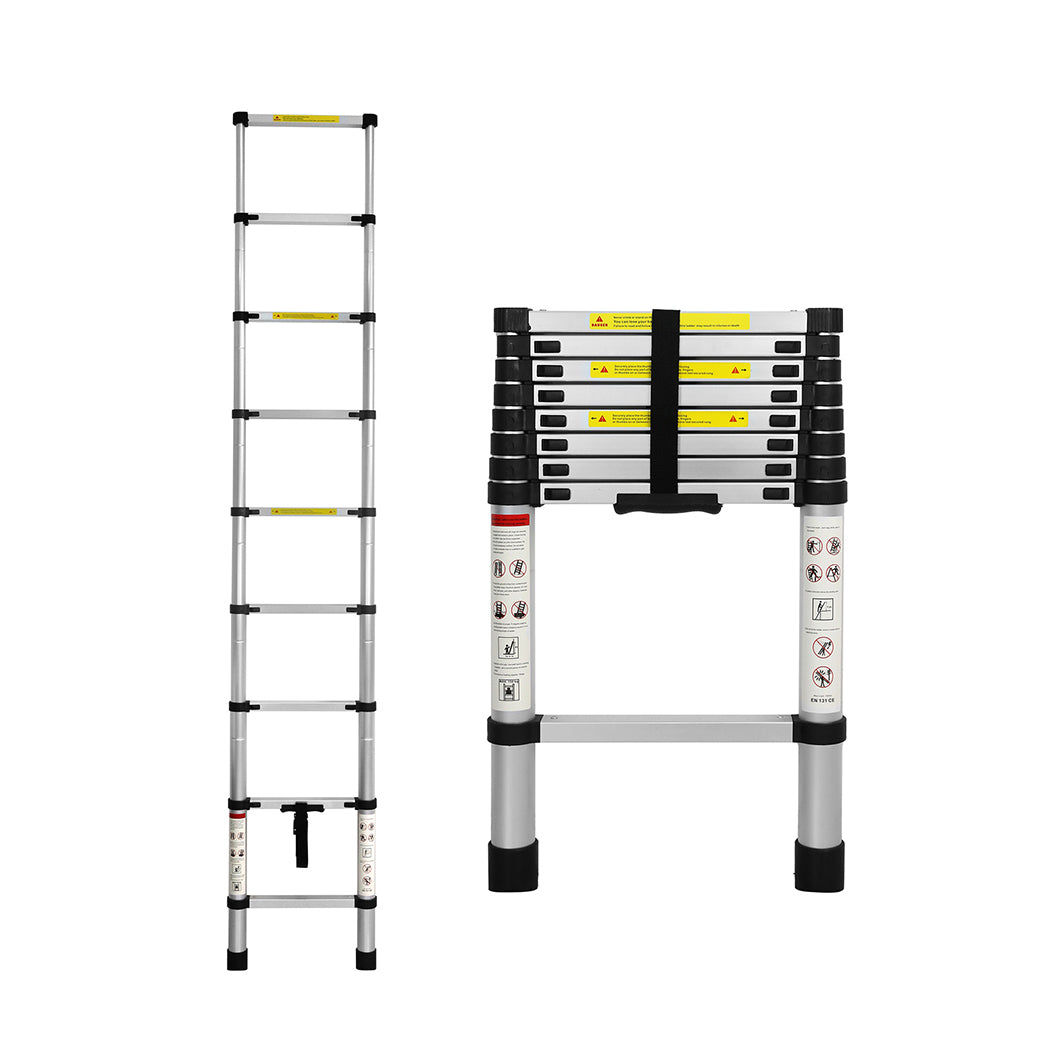 Traderight Multipurpose Ladder Telescopic 2.6M Silver 2.6 Meter-1910113100493885440