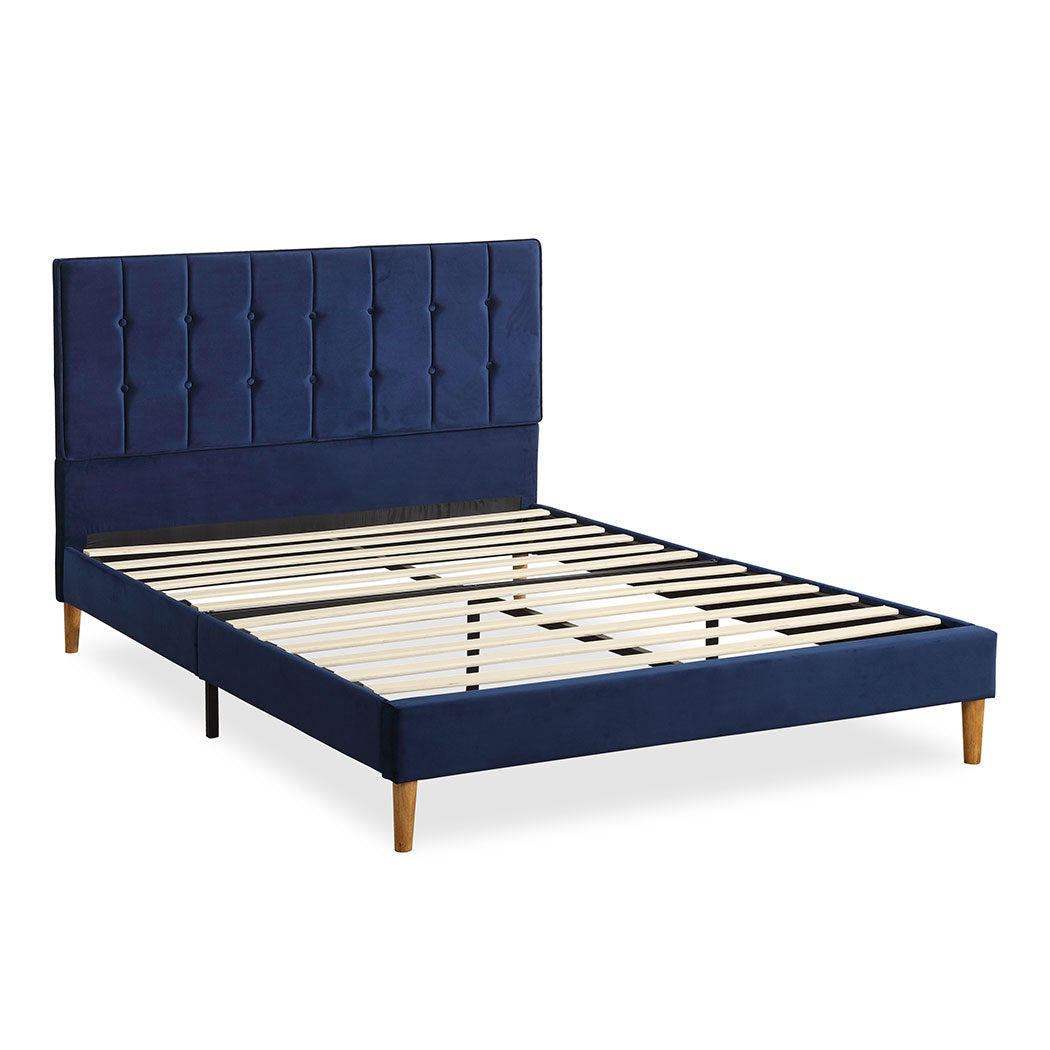 Levede Fabric Bed Frame Double Mattress Blue-1910113207599632384
