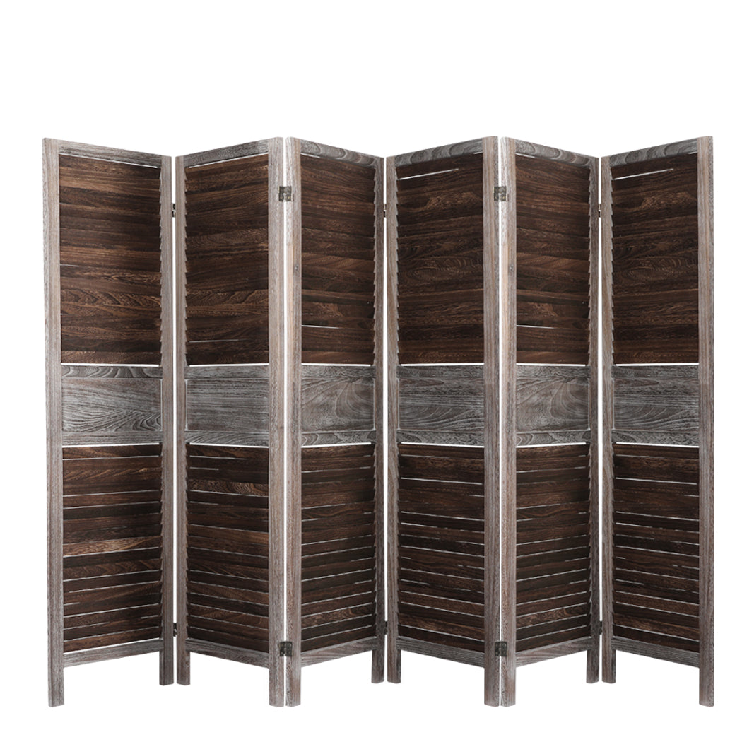Levede Room Divider 6 Panel Folding Brown-1954802329907761152