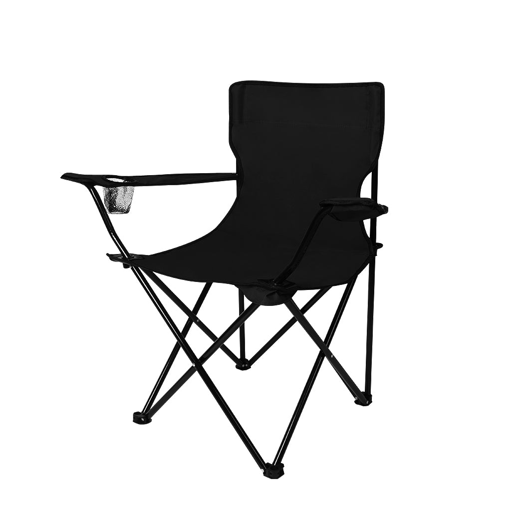 Levede Camping Chairs Folding Arm Foldable Black-1910112907274883072