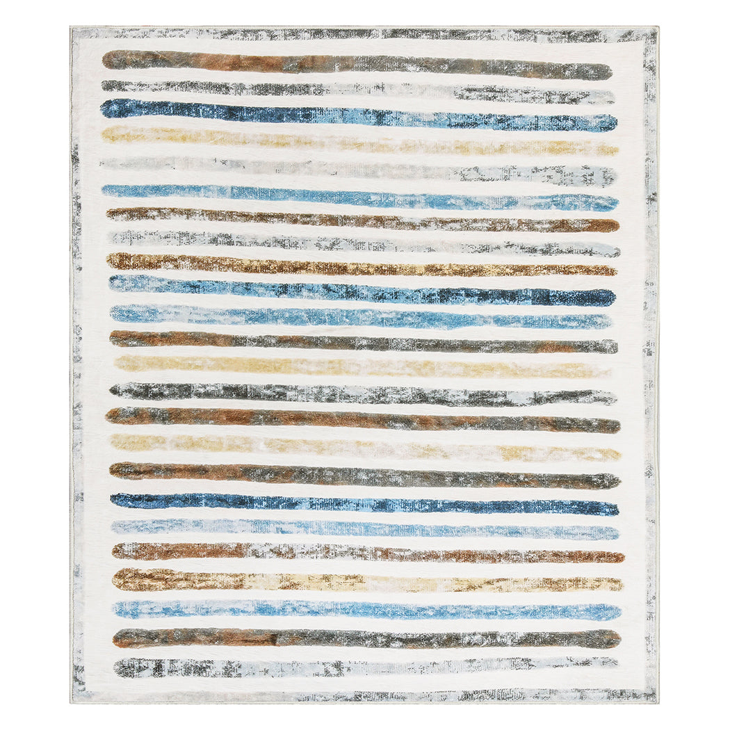 Marlow Floor Rug Short Pile Washable Carpet Soft Plush Non Slip Stripe 200x230-1954802389928251392