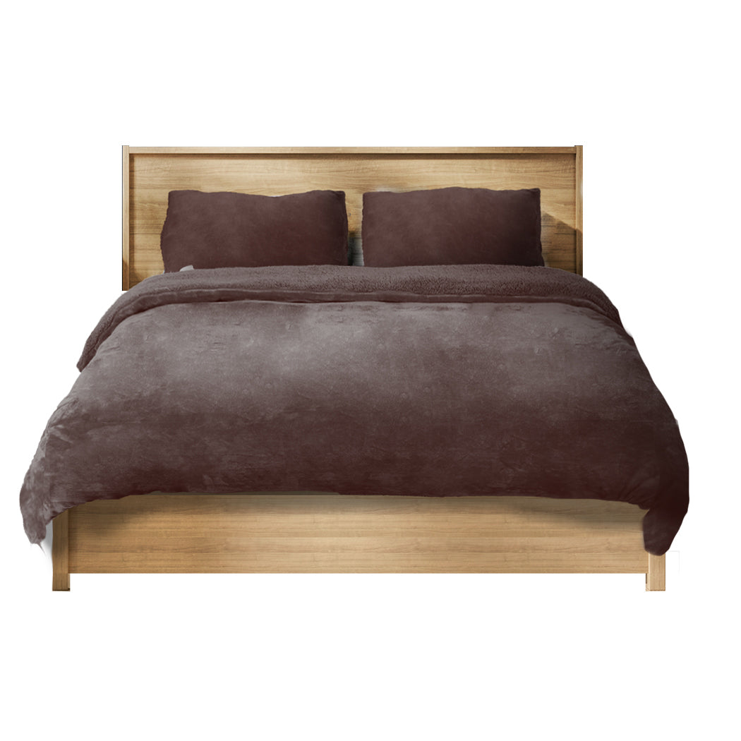 Two-sided Bed Quilt Cover Flannel Bedding Taupe Double-1910113191585779712