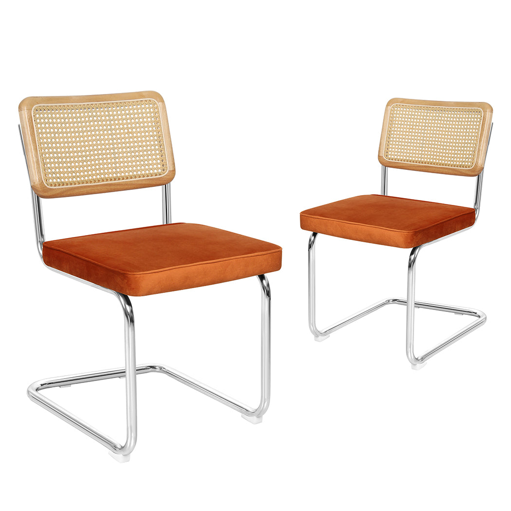 Levede 2xRattan Chair Dining Chairs Orange-1954802995946459136