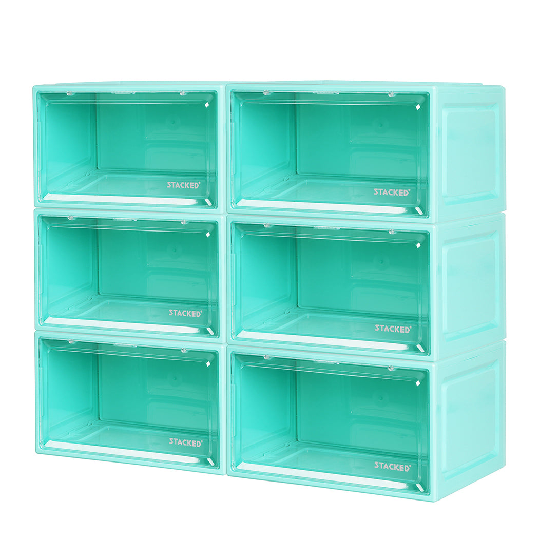 Stacked 6x Sneaker Display Case Shoe Cyan-1910112539350536192
