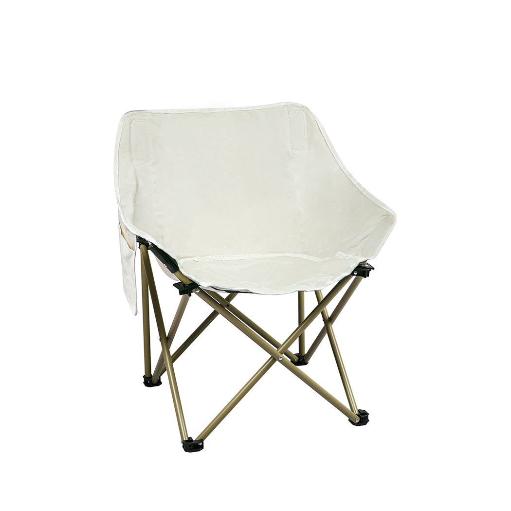 Levede Folding Camping Moon Chair Lightweight Beige-1910112919954264064