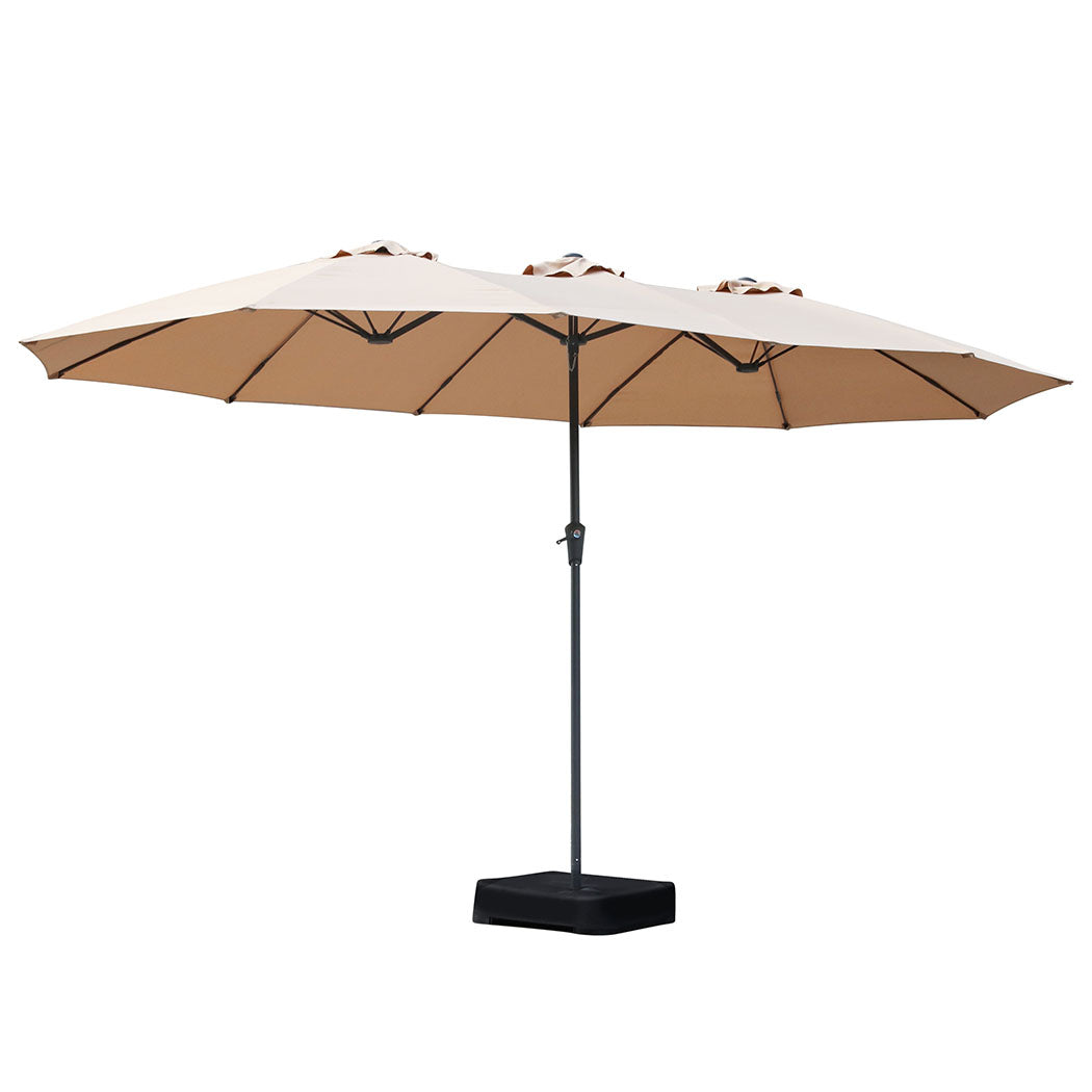 Centra 4M Double-sided Patio Umbrella Outdoor Umbrella Base Stand Khaki-1954802422698348544
