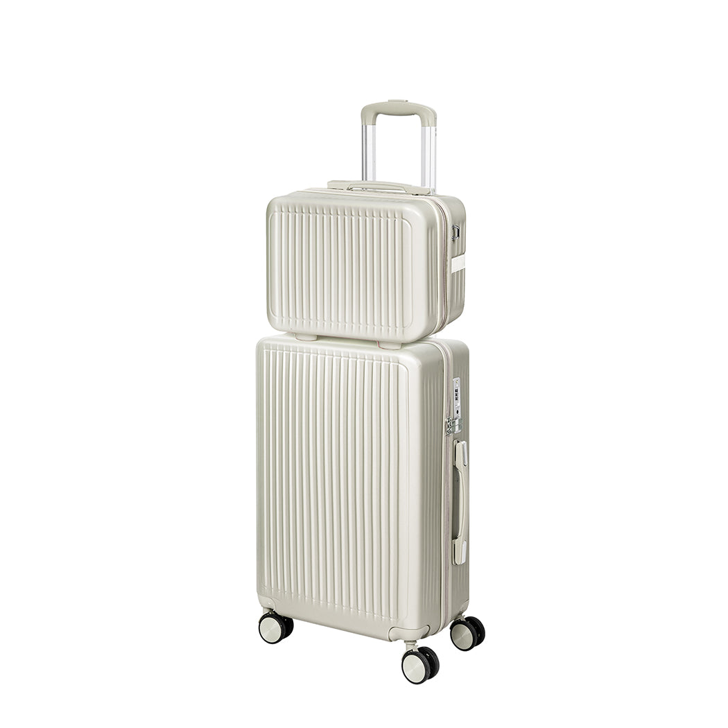 Slimbridge Luggage Suitcase Trolley White 2pc 14"+20"-1954802820196732928