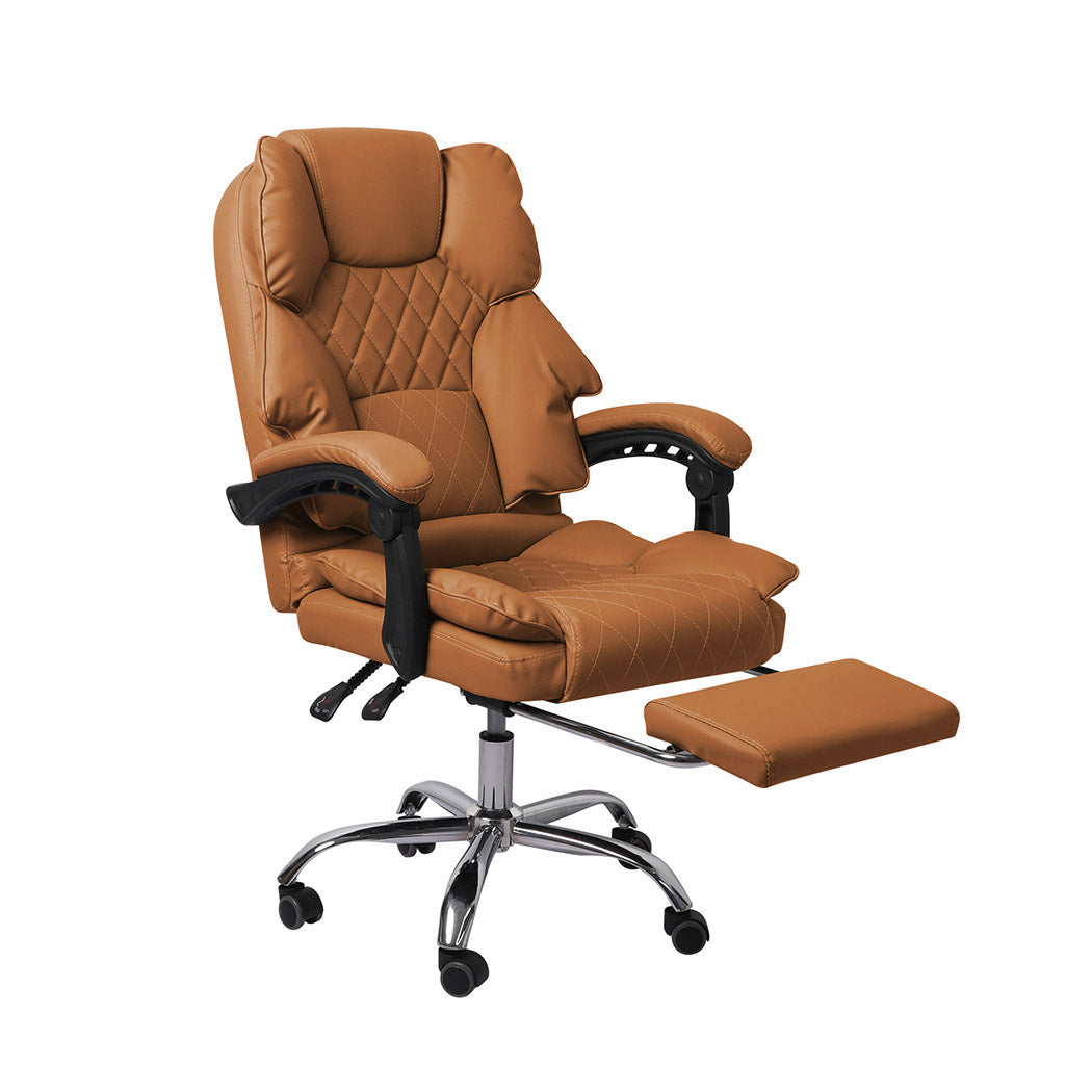 Levede Gaming Chair Office Computer Brown Footrest-1910112922684755968