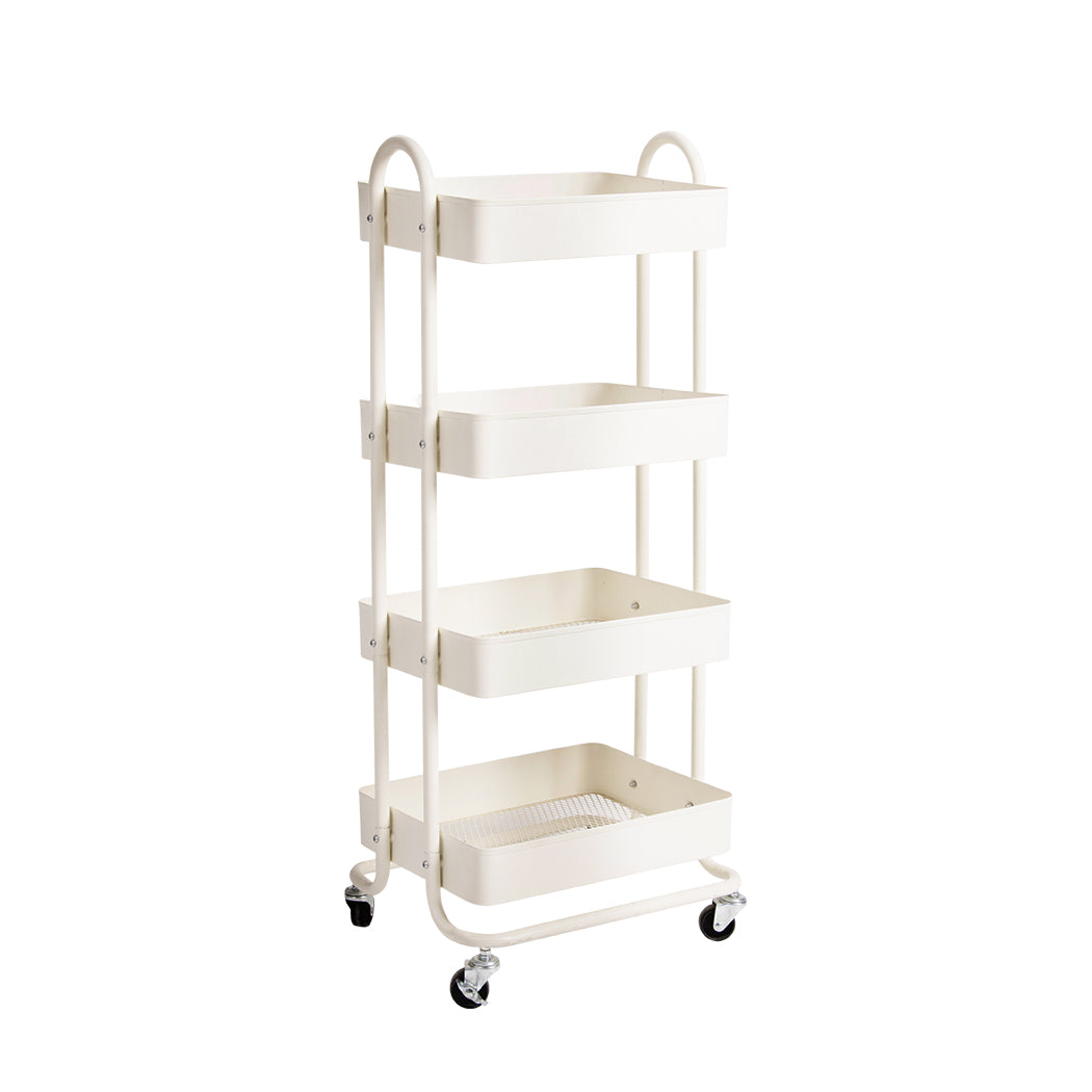 Levede 4 Tiers Kitchen Trolley Cart White-1954802729440382976