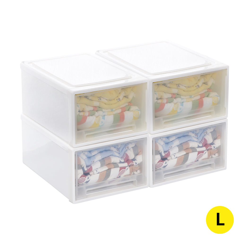 Storage Drawers Large Stackable Containers L 4PK-1954802598221582336
