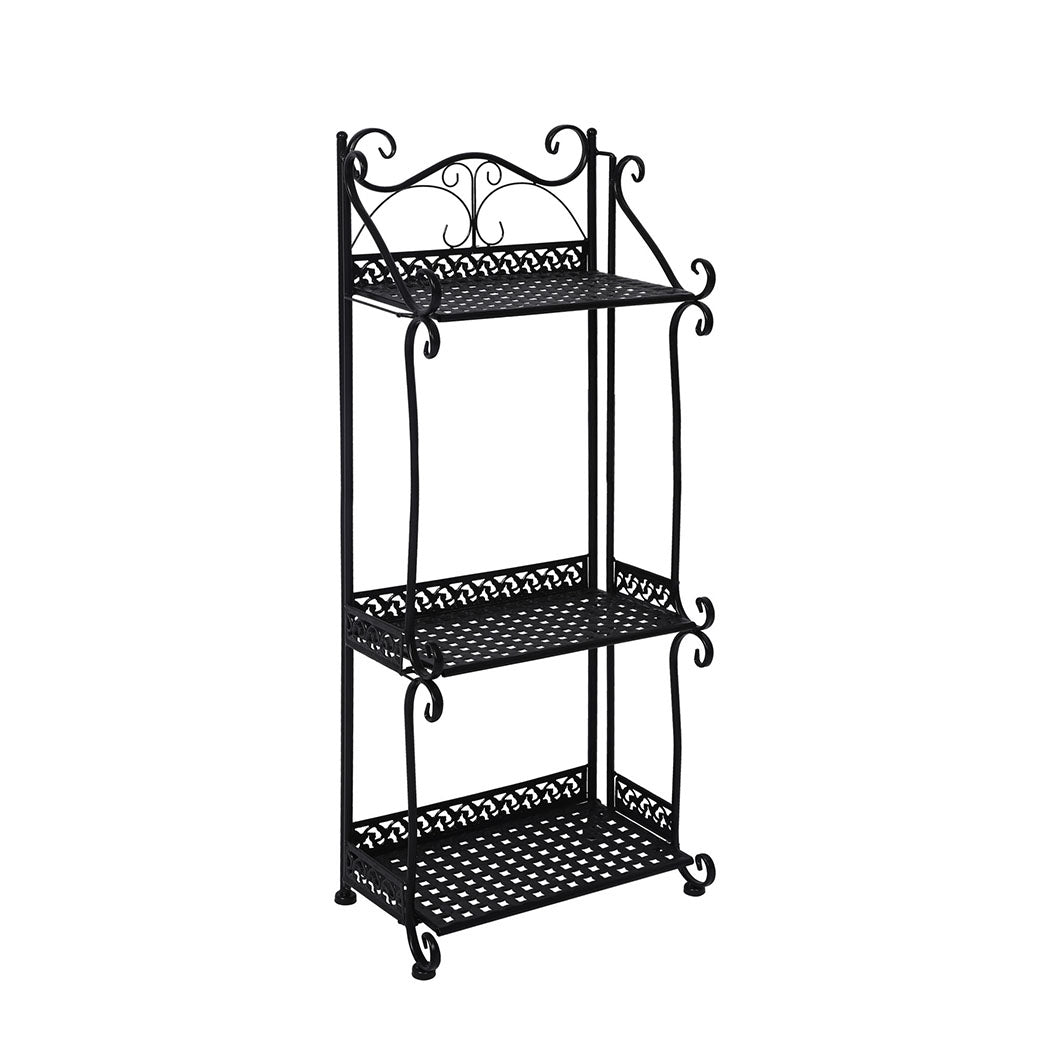 Levede Plant Stand 3 Tiers Outdoor Indoor Black-1910112300539449344
