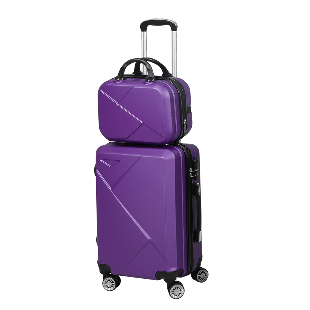 Slimbridge 2pcs 20&quot; Travel Luggage Set Baggage Carry On Suitcase Bag Purple