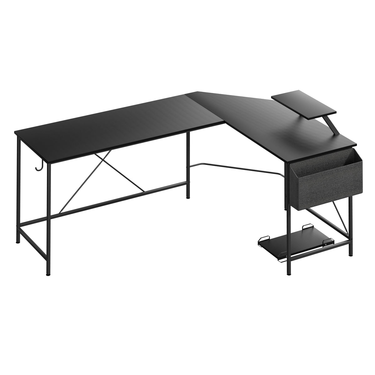 Levede Computer Desk Corner Desk Black-1954802381363482624