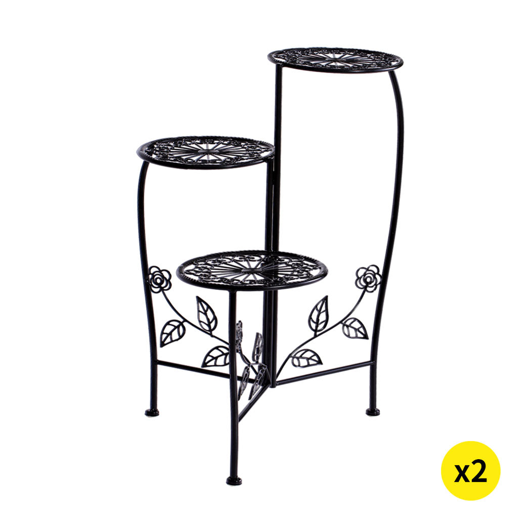 2X Wrought Iron Outdoor Indoor Flower Black 2 Pack-1954802661572349952