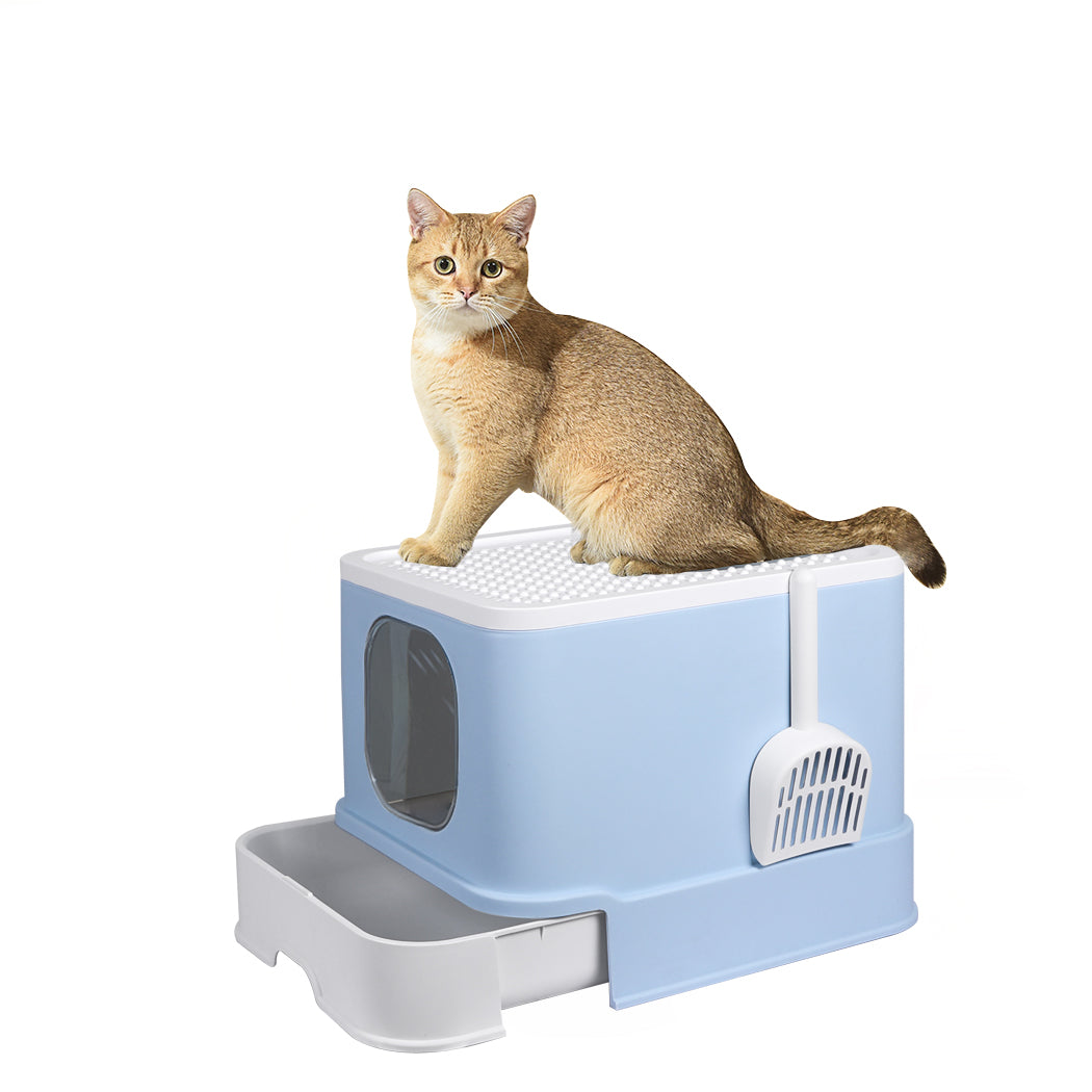 PaWz Cat Litter Box Fully Enclosed Kitty Blue-1954802511995080704