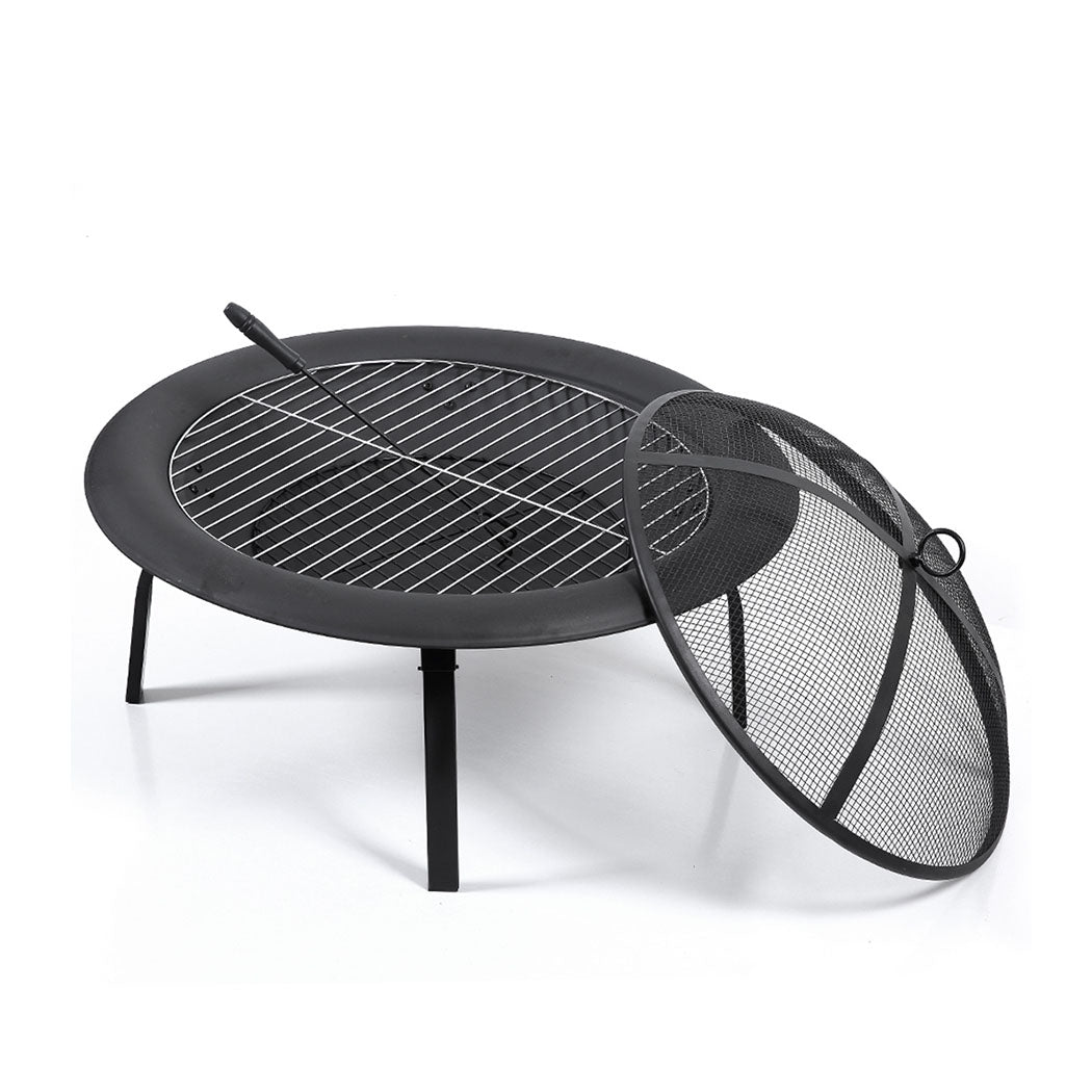 30" Portable Outdoor Fire Pit BBQ Grill Large-1910112942729334784
