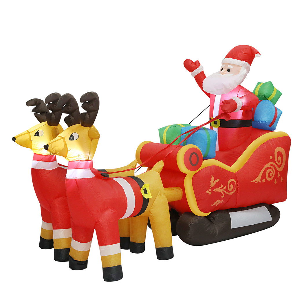 Santaco LED Inflatable Santa Sleigh Reindeer 2.2M-1973194173599322112