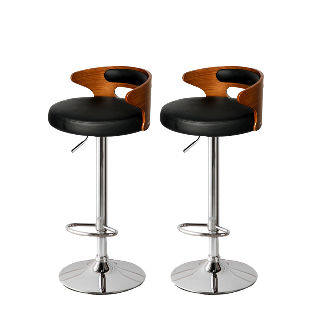 Levede 1x Kitchen Bar Stools Gas Lift Black Silver-1910113240004825089
