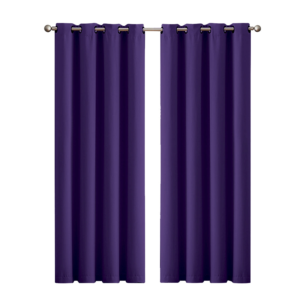 2x Blockout Curtains Panels 3 Layers Purple-1910113268492537856