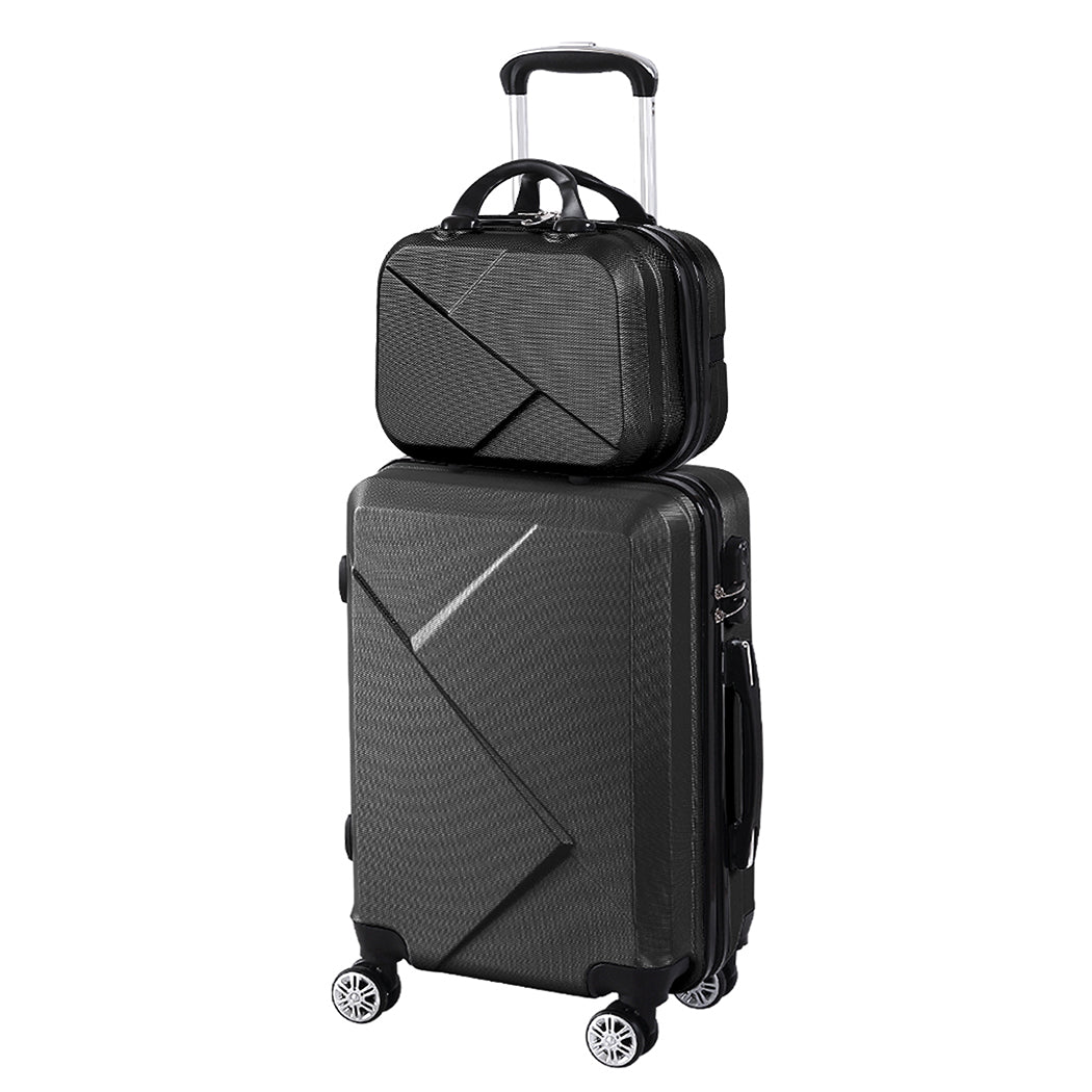 Slimbridge 2pcs 20"Travel Luggage Set Black-1954802807672541184