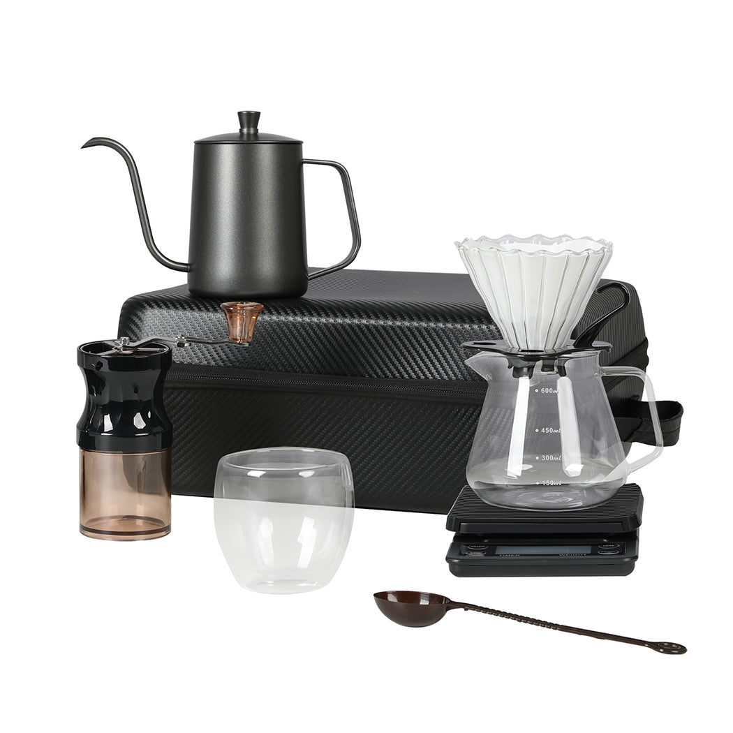Pour Over Coffee Maker Set Dripper Pot Kettle Filter with Grinder-1910112620829085696